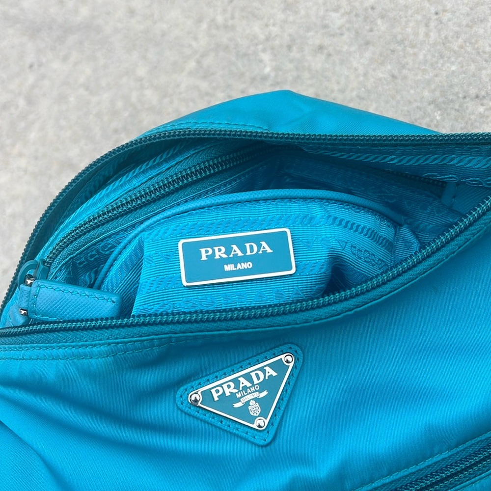 Prada Front Pocket Messenger Bag Tessuto Medium Crossbody teal - Picture 3 of 16
